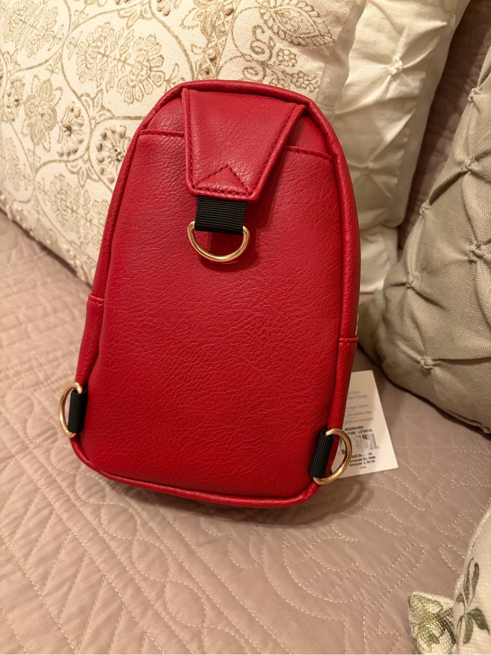 Kedzie Red Pebble Leather Women's Backpack - Picture 7 of 8